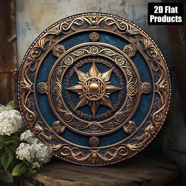 HELLOYOUNG Vintage-Wandkunst aus Aluminium mit Stern-Blumenmuster, B/B: 20,3 x 20,3 cm - Bild 1