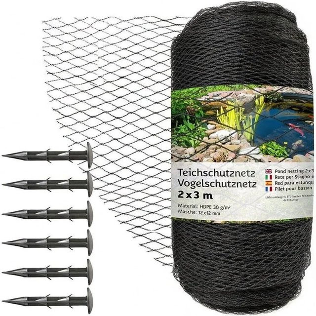 TTL GARDEN Teichschutznetz Anthrazit, B: 300 cm, B: 200 cm, Maschenweite: 12 x 12 mm, 30 g/m² aus HDPE - Bild 1