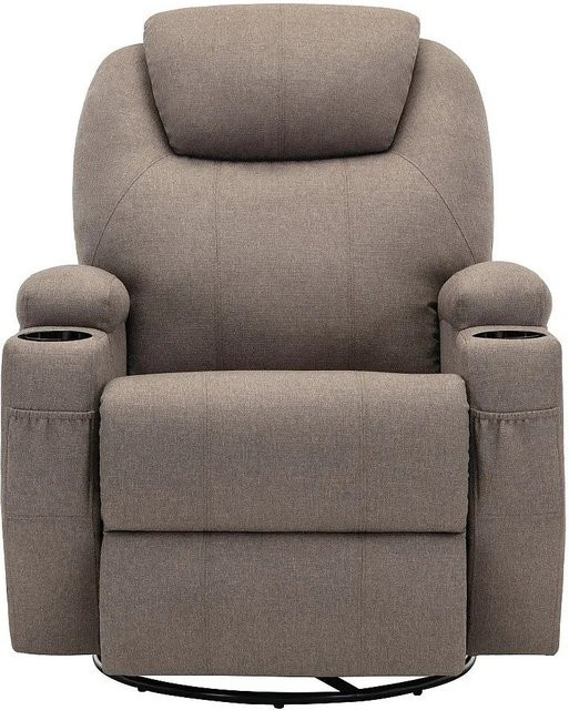 Vente-unique Massagesessel Silvano in Taupe mit Stoffbezug und Armlehnen, Breite: 82 cm - Bild 1