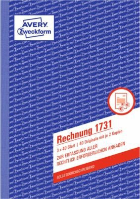 Avery Zweckform Rechnung Nr. 1731 in Weiß, Gelb und Rosa - Bild 1