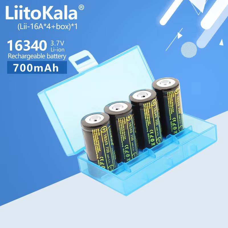 LiitoKala Lii-16A Wiederaufladbare Batterien 16340 3,7 V 700 mAh in Schwarz mit Ladegerät für Arlo Wireless Kameras - Bild 2