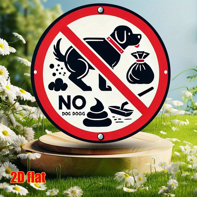 Potdemiel Vintage-Schild No Dog Poop aus Aluminium, rundes Metall-Wandschild, Durchmesser: 19,81 cm - Bild 1