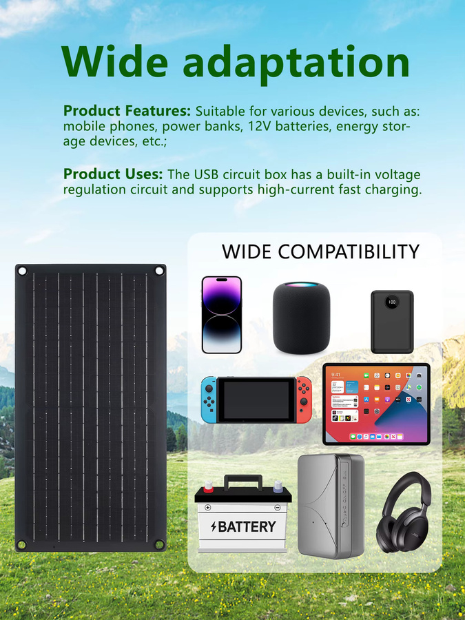 ELEGEEK Flexibles Monokristallines Solarpanel mit 60A Controller und USB-C für Camping und 12V Batterien, Schwarz - Bild 2