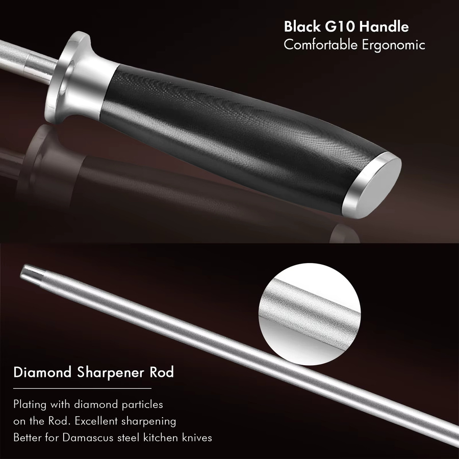 DASHWAY Diamant-Messerschärfer aus Edelstahl in Schwarz und Silber, Stangenschleifer mit 23 cm Länge - Bild 4