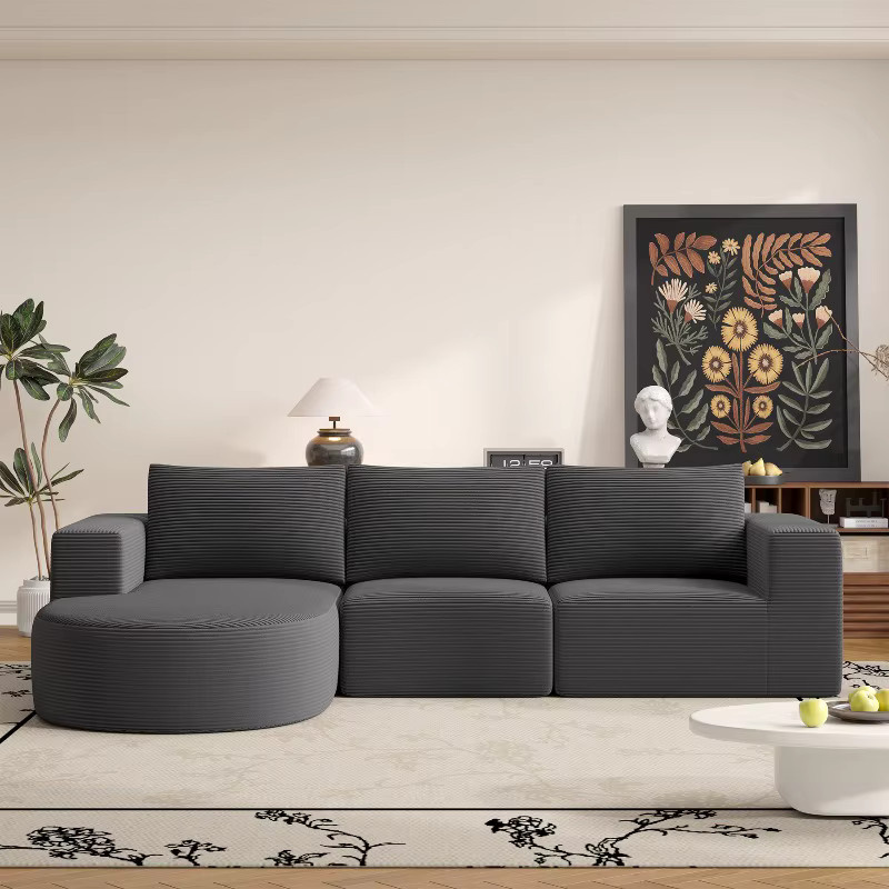 DUTRIEUX 2-Sitzer Bodensofa in Grau mit gestreiftem Polster im minimalistischen italienischen Design - Bild 2