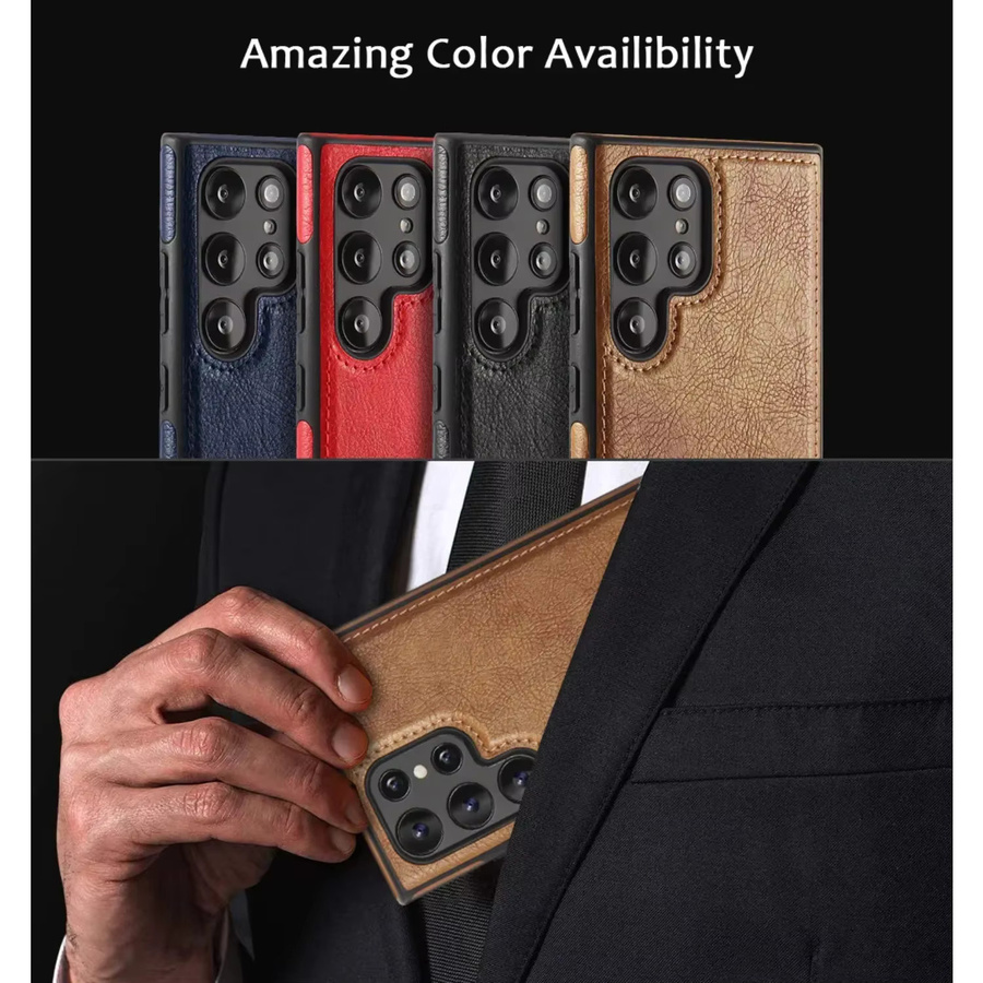 Schlanke Business-Handyhülle aus PU-Leder für Samsung Galaxy S26 Ultra, S25 Ultra, S24 Ultra, S23 Ultra und S22 Plus in Rot - Bild 2