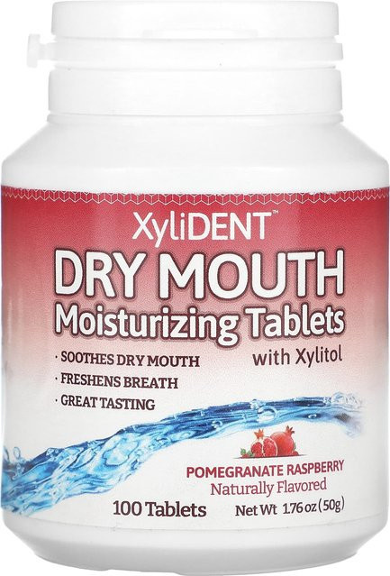 XyliDENT Xylitol Feuchtigkeitstabletten, Granatapfel-Himbeere, 100 Stück - Bild 1