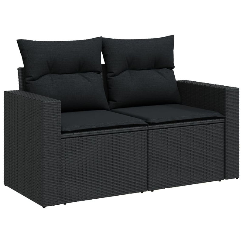 Vidaxl Garten-Sitzgruppe aus schwarzem Rattan mit Kissen im modernen Design - Bild 2