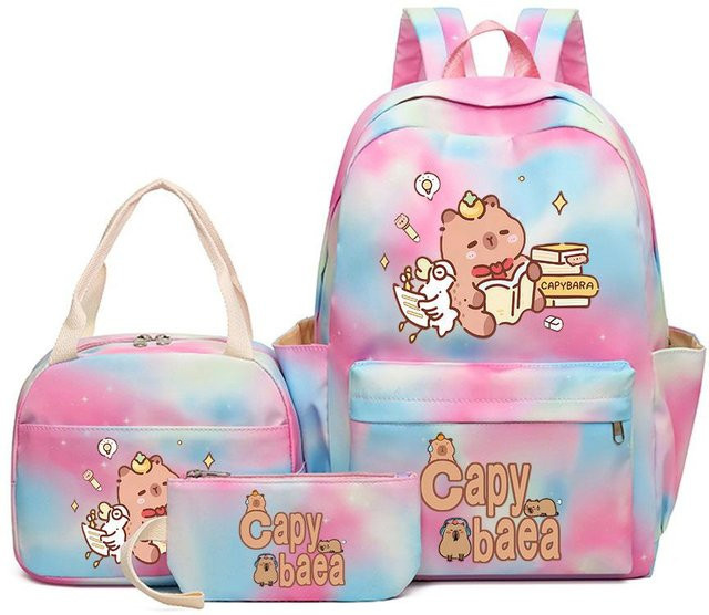 3-teiliges Schulrucksack-Set für Schüler aus Oxford-Stoff mit Schultasche, Schultergurt und Federmäppchen in Multicolour - Bild 1