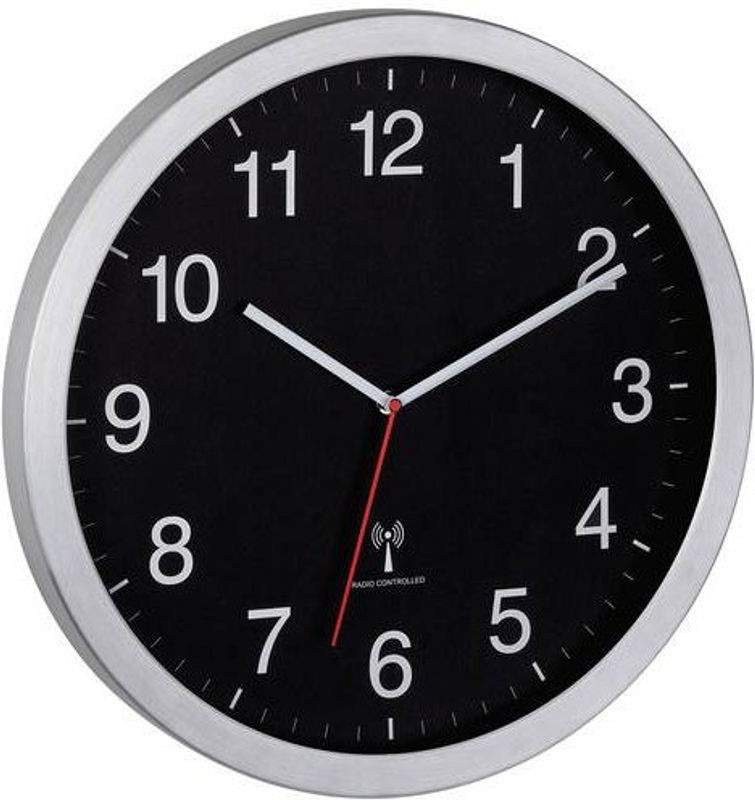 TFA Dostmann Funk Wanduhr Analog Silber Modern B/T/H: 40 x 40 x 4 cm - Bild 1