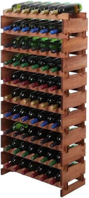 PROREGAL Weinregal VINOTECA FLEX aus massivem Kiefernholz, Braun geölt, 10 Ebenen für 60 Flaschen, H x B x T: 135 x 65 x 28 cm - Bild 1