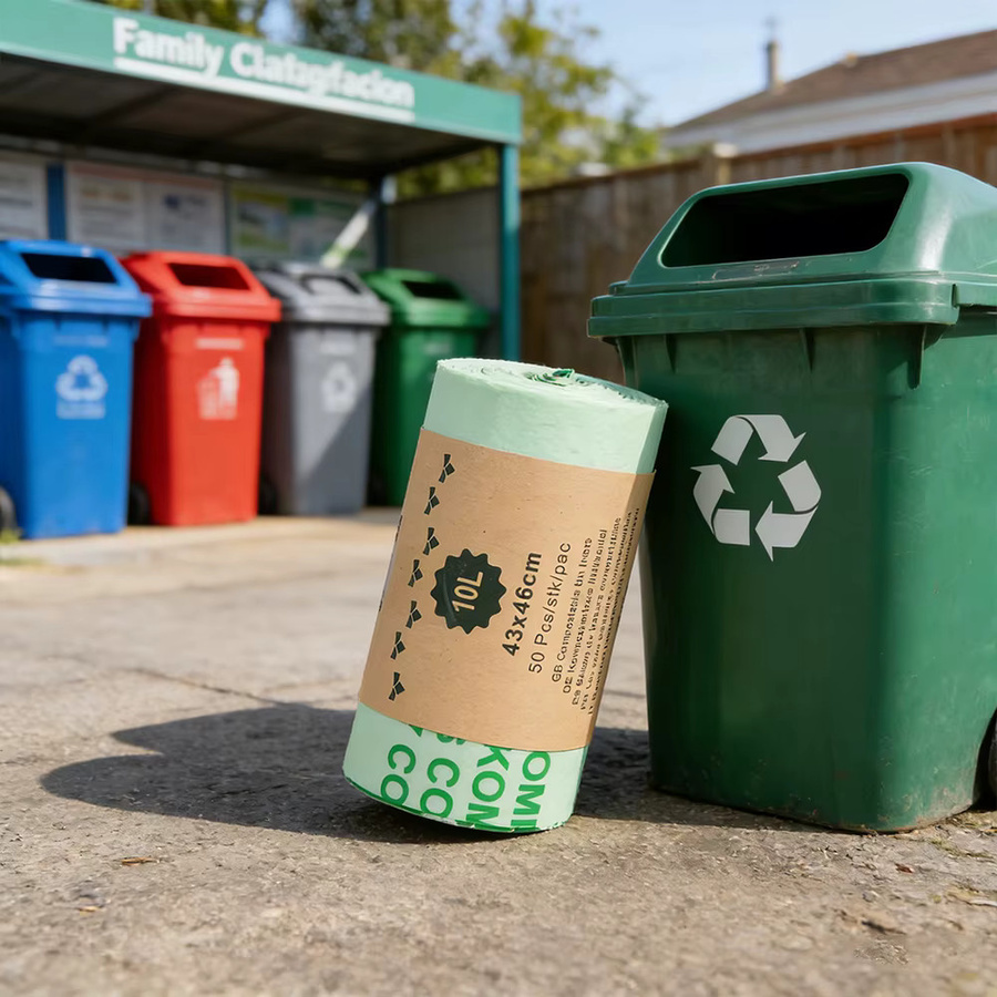 Untior Kompostierbare Müllbeutel aus pflanzlichen Materialien, Grün, 25er Packung - Bild 4