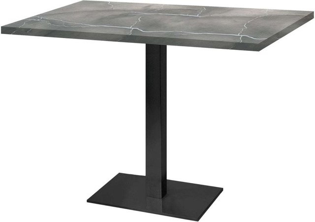 RestooTab Tisch Milan rechteckig mit marmorierter Platte in Grau und Blau sowie schwarzem Gestell, B/T/H: 120 x 70 x 75 cm - Bild 1
