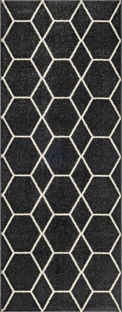 Sanat Teppich Trellis in Schwarz mit modernem Design, pflegeleicht und strapazierfähig, Breite: 80 cm, Länge: 200 cm - Bild 1