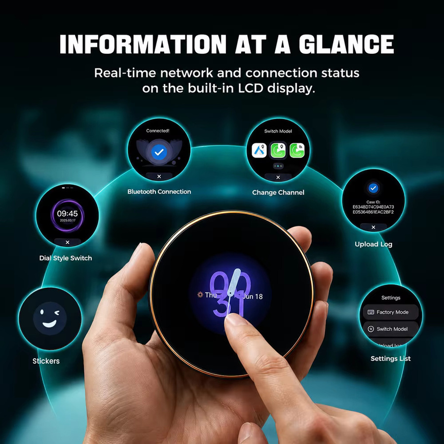 CarRocket Android 15.0 CarPlay AI Box 5G Lite mit 8GB RAM und 128GB ROM, Qualcomm 6350 8-Kern Multimedia-Videobox für kabelloses CarPlay und Android Auto, Schwarz - Bild 3