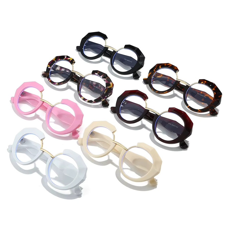 Korrektionsbrille für Damen, rund, Halbrand, blaues Licht blockierend, gold - Bild 4