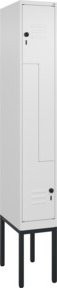 C+P Z-Spind Classic PLUS Garderobenschrank mit 2 Fächern und Sicherheits-Drehriegel, Farbe: Grau/Weiß, H x B x T: 212 x 30 x 50 cm - Bild 1