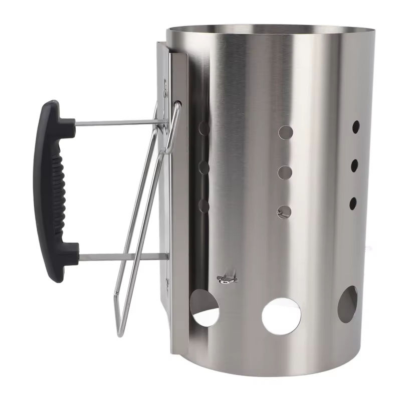 Fdit Kaminstarter aus Edelstahl in Silber für Holzkohle, tragbarer Grillstarter für Camping und Picknick - Bild 7