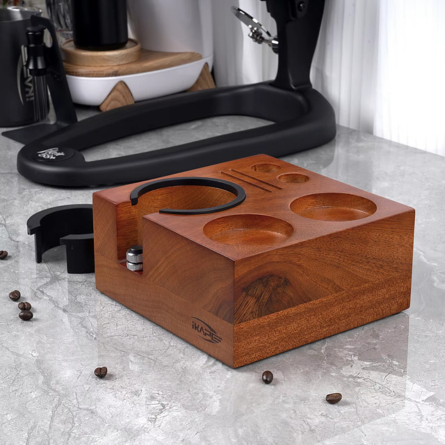 IKAPE 7-in-1 Espresso-Tamper-Station aus Walnussholz in Braun mit Tampermatte und Ständer für 51/54/58 mm - Bild 1