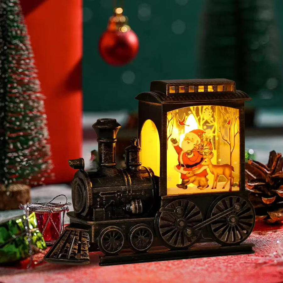 Heinast Weihnachts-Kristallkugel Ornament mit Zug-Motiv und LED-Nachtlampe für die Tischdekoration - Bild 3