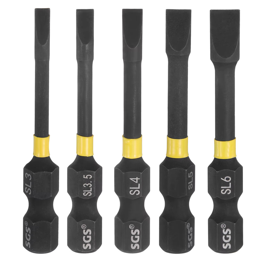 UXCELL Schlitz-Schlagschrauber Bits Set SL3-SL6 mit 1/4 Zoll Hex Schaft, magnetische Flachkopf Schraubendreher Bits in Schwarz - Bild 6