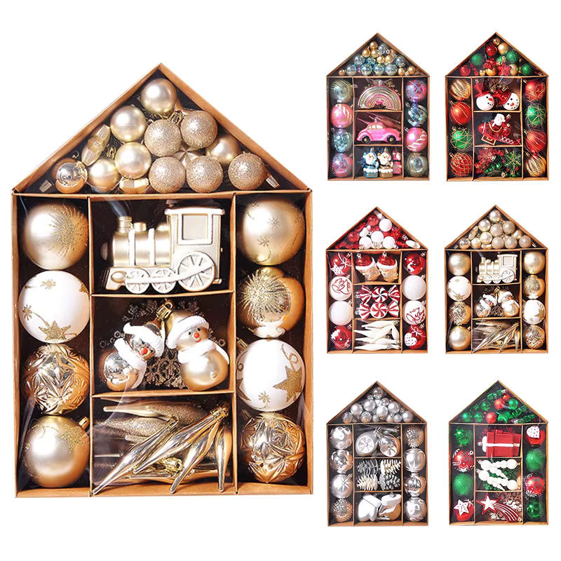 70 Stück Weihnachtskugeln Set aus Kunststoff als hängende Weihnachtsbaum-Anhänger für deine Weihnachtsdekoration - Bild 5