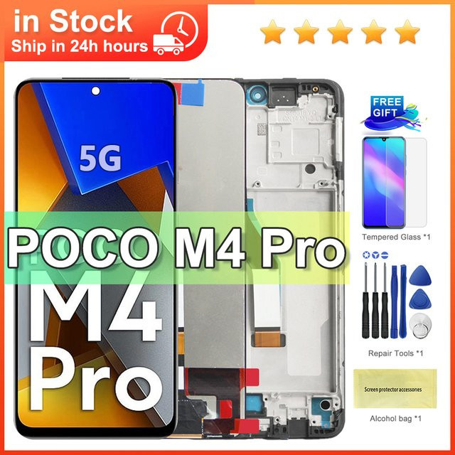 Xiaomi Poco M4 Pro 5G LCD Display Touchscreen Digitalisierer mit Rahmen in Schwarz 6.6 Zoll - Bild 1