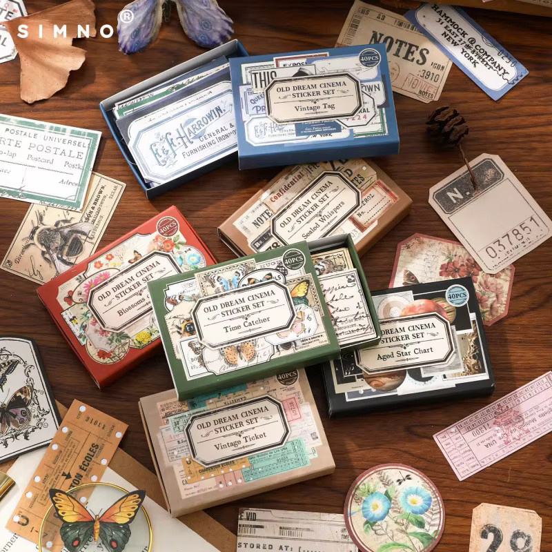 40 Stück Retro-Etikettenaufkleber im Vintage-Stil, bunte europäische Anhängeretiketten aus Papier für dein Tagebuch - Bild 2