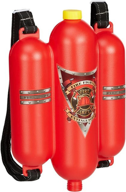 Relaxdays Wasserspritze Feuerwehr ABS Kunststoff Rot Gelb Schwarz mit 2 Sprühfunktionen - Bild 1