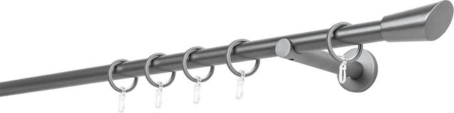 ONDECO Wandträger für 1-läufiges Rohr mit Endstück, Anthrazit, Länge: 220 cm, Durchmesser: 20 mm, Wandabstand: 12 cm - Bild 1