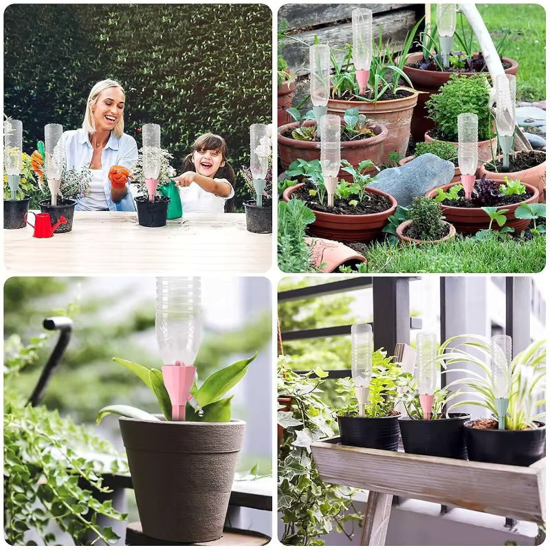 Trebalena Einstellbares Tropf-Bewässerungssystem für Topfpflanzen Indoor und Outdoor, 10 Stück, Pink - Bild 4