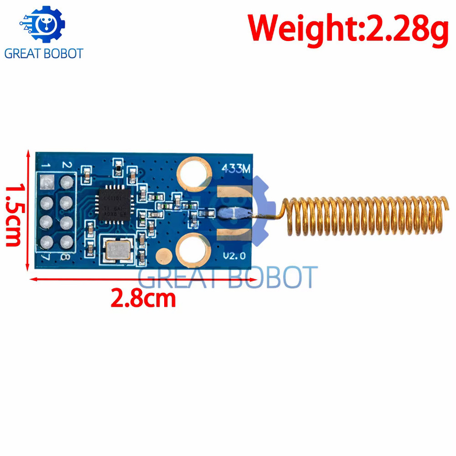Baishundianzi BS CC1101 Wireless-Transceiver-Modul in Blau, 433 MHz, 2500 m NRF-Entfernungsübertragungsplatine mit OOK, ASK, MSK Modulation und programmierbarer Steuerung - Bild 2