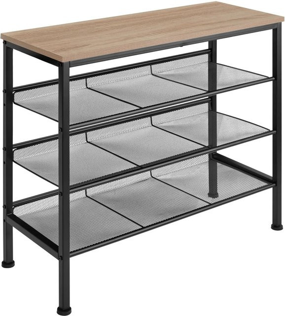 tectake Schuhregal Industrial Style in Beige mit 3 Gitterablagen, B/T/H: 75,5 x 30,5 x 69,5 cm - Bild 2