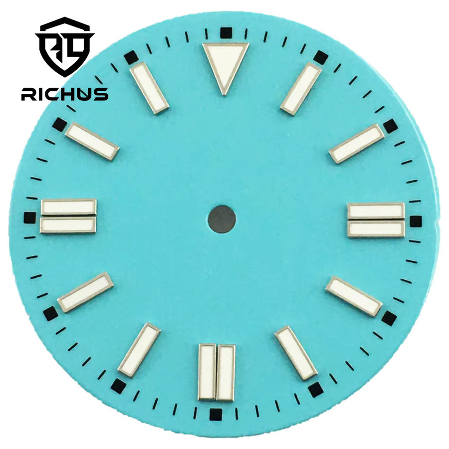 RICHUS Zifferblatt, blau grün leuchtend, 28,5 mm - Bild 2