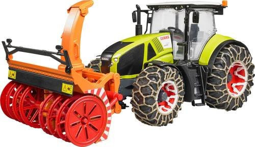 Bruder Claas Axion 950 Landwirtschafts Modell mit Schneeketten und Schneefräse Set - Bild 1