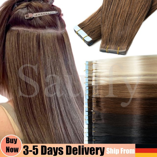 isheeny Tape-In-Haarverlängerungen Echthaar, 10 Stück, Unisex - Bild 1