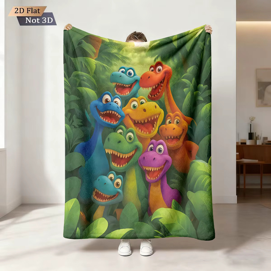 Weiche Flanelldecke mit Cartoon-Wald-Dinosaurier-Motiv in Mehrfarben aus Polyester - Bild 5