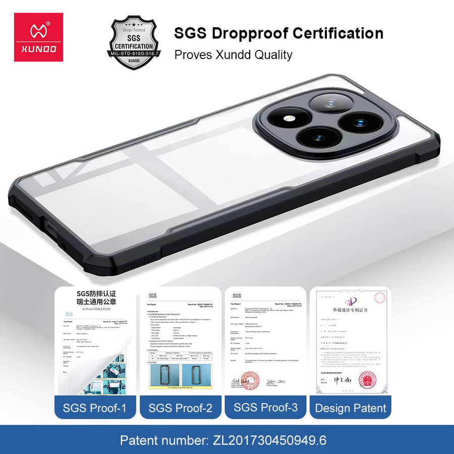 Xundd Schutzhülle für Xiaomi Redmi Note 15 Pro Plus, Note 15 Pro, Note 15 4G und 5G, stoßfeste Airbag Shell Case, transparent/schwarz - Bild 5