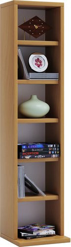 VCM Elementa Holzregal braun für CDs und DVDs, H x B x T: 92 x 21 x 20 cm - Bild 2