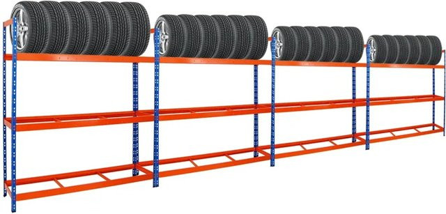 PROREGAL Tiger XL Reifenregal Set aus 4 Einheiten, Blau-Orange, H x B x T: 200 x 180 x 45 cm - Bild 1
