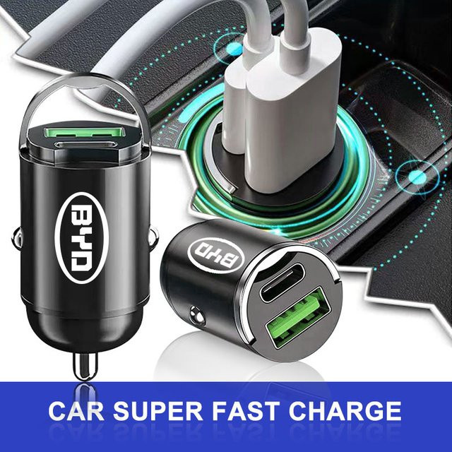 BYD Dual-Port Mini-USB-Autoladegerät 200W Schwarz für Zigarettenanzünder-Buchse - Bild 1