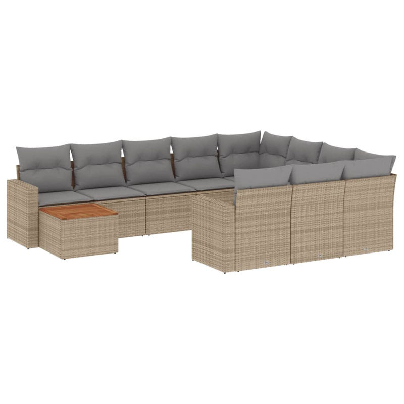Vidaxl Gartenmöbel-Set aus Polyrattan und Akazie mit 11-teiligem Kissen-Set in Beige - Bild 2