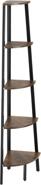 tectake Eckregal Portland Industrial Style aus Stahl und Holz Dunkel, B/T/H: 34 x 34 x 158,5 cm - Bild 2