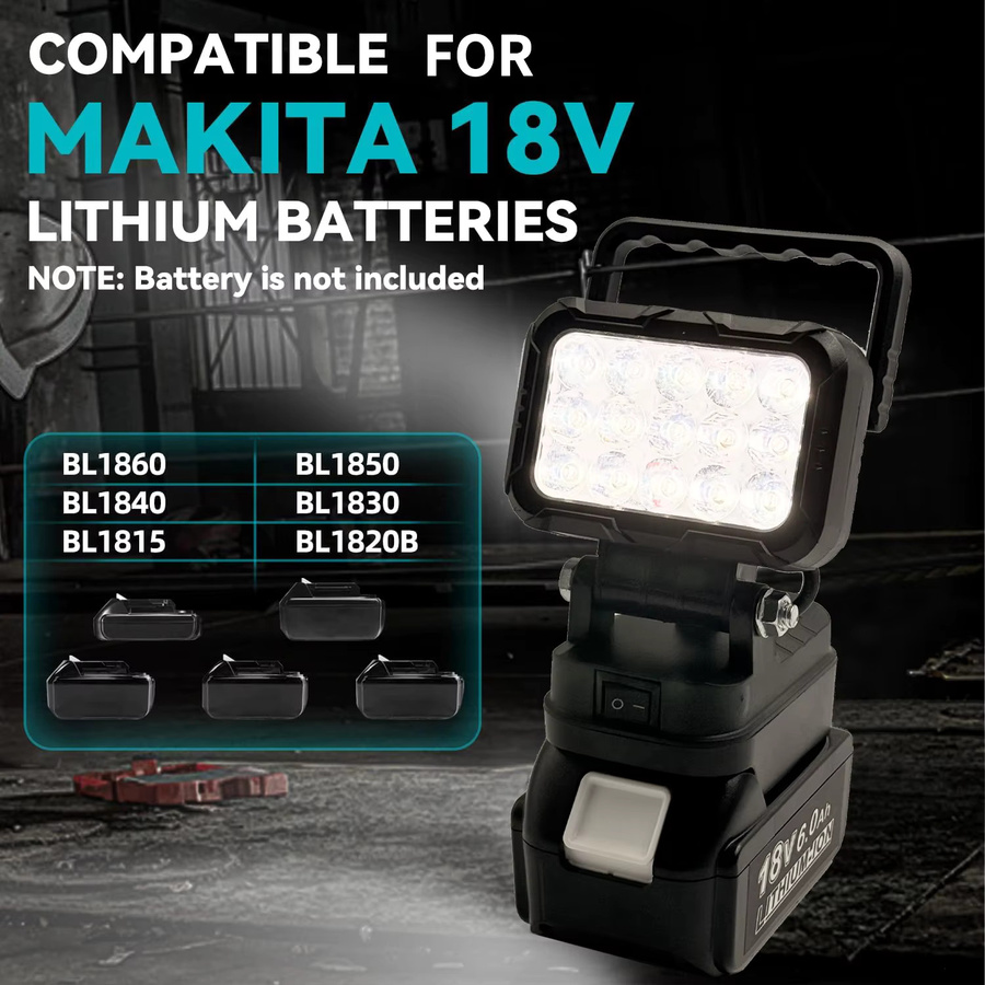Makita LED-Arbeitsscheinwerfer für 18 V Lithium-Batterie, Schwarz - Bild 4