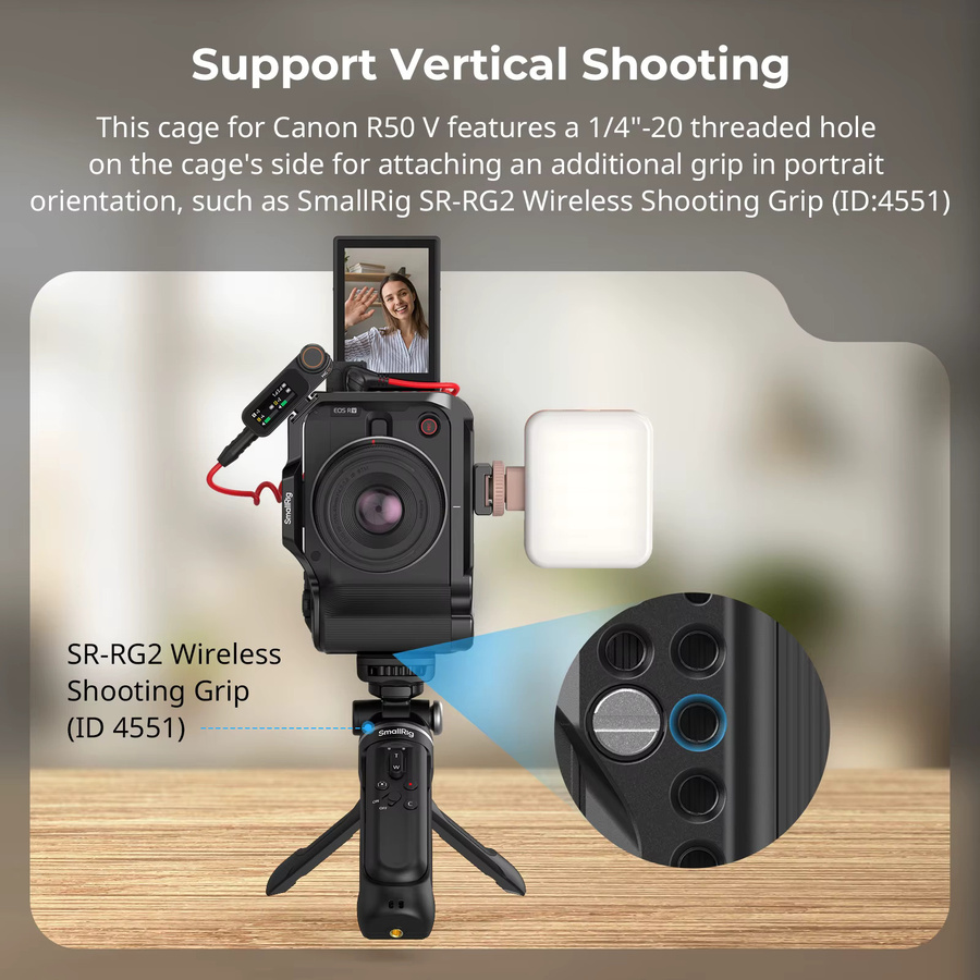 SmallRig Cage für Canon EOS R50 in Schwarz mit Silikongriff und Arca-Swiss Schnellwechselplatte für DJI RS Stabilisatoren - 5427 - Bild 4