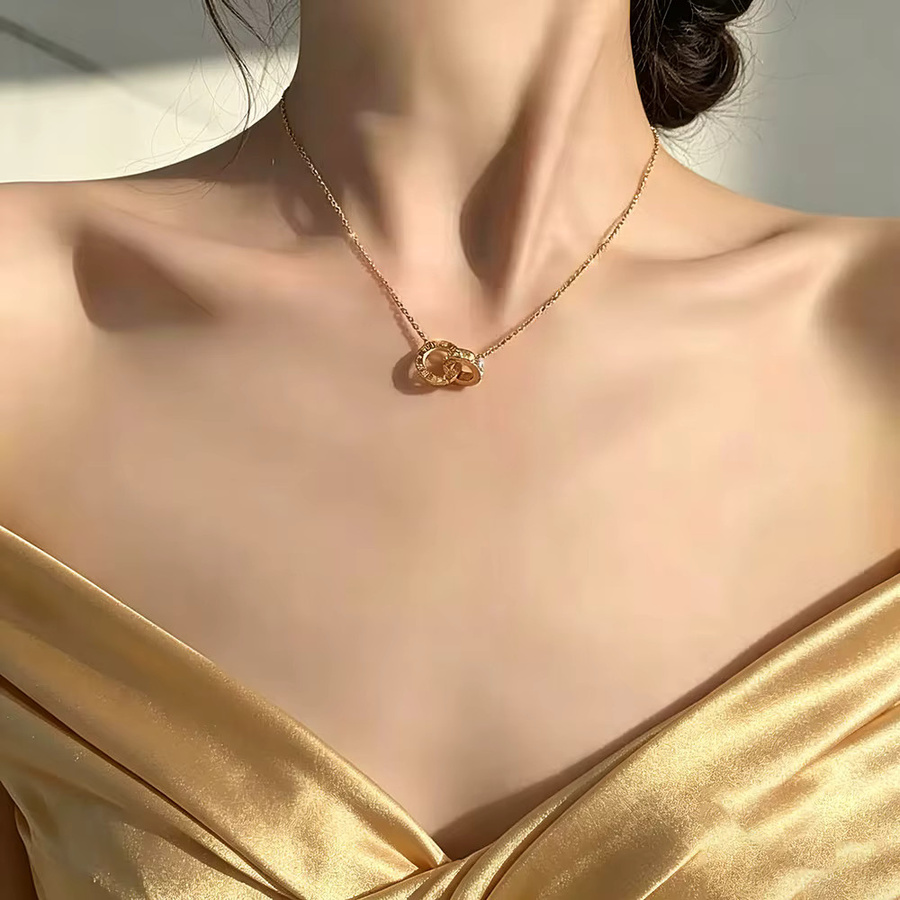 VQYSKO Edelstahlkette, 18 Karat vergoldet, Gold, Zirkonia, Damen - Bild 2