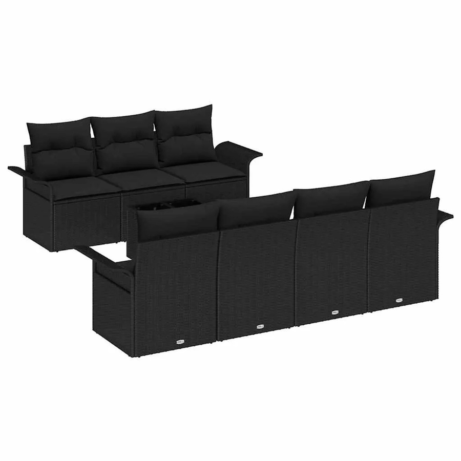 vidaXL Garten-Sofa-Set 8-teilig aus Poly Rattan in Schwarz mit UV-beständigen Polstern - Bild 2