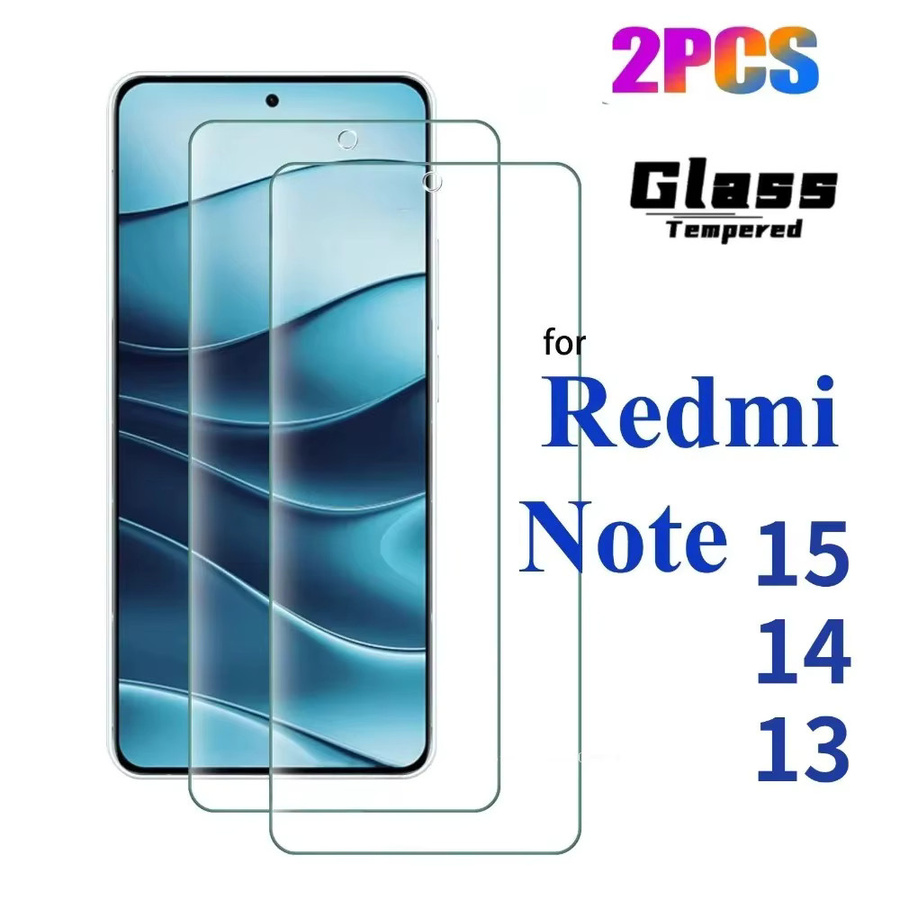 2 Stück Displayschutzfolie aus gehärtetem Glas für Xiaomi Redmi Note 15 14 13 Serie, transparent, 9H HD klar und kratzfest - Bild 2