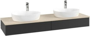 V&B Waschtischunterschrank Antao mit Frontstruktur und Beleuchtung, Farbe: Blau/Schwarz, B: 160 cm, T: 50 cm - Bild 1