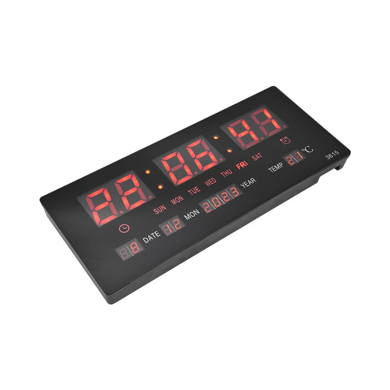 Digitale LED Wanduhr von Tooarts in Schwarz mit Thermometer, geräuschlos und minimalistisch, B/H: 36,6 x 15,5 cm - Bild 4